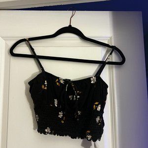 Billabong Black Floral Cropped Tank Top